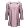 thumbnail image 3 of Womens Clothes Kelon Womens Summer Tops Long Sleeve Crewneck Button Linen Cotton Fashion Tunics Trendy Flowy Clothing, M, 3 of 4