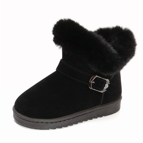 Girls Winter Boots Warm Toddler Snow Boots Cozy Fuzzy Kids Ankle Boots Boys Outdoor Fashion Booties Shoes for Little Big Kid
