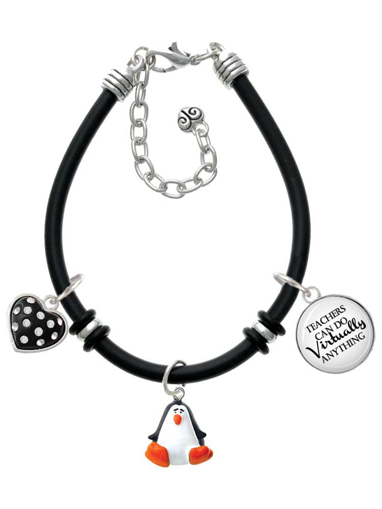 Penguin charm bracelet silver plated metal bangle link chain bracelet 