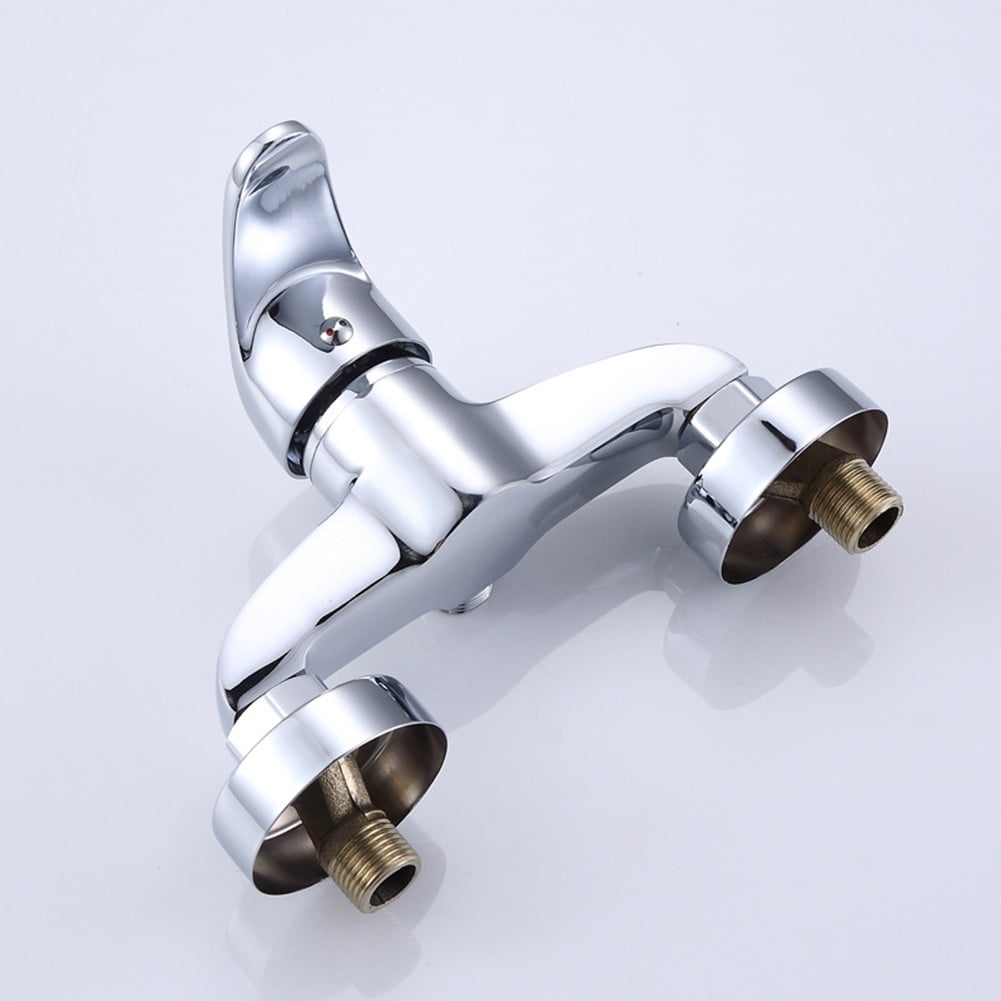 CHENGSI for Polished Chrome Wall Mounted Bathroom Bathtub Shower Mixer Faucet with Widened Handle, Ceramic Spool, G1/2in Interface, Silver Zinc Alloy, Temperature Control
