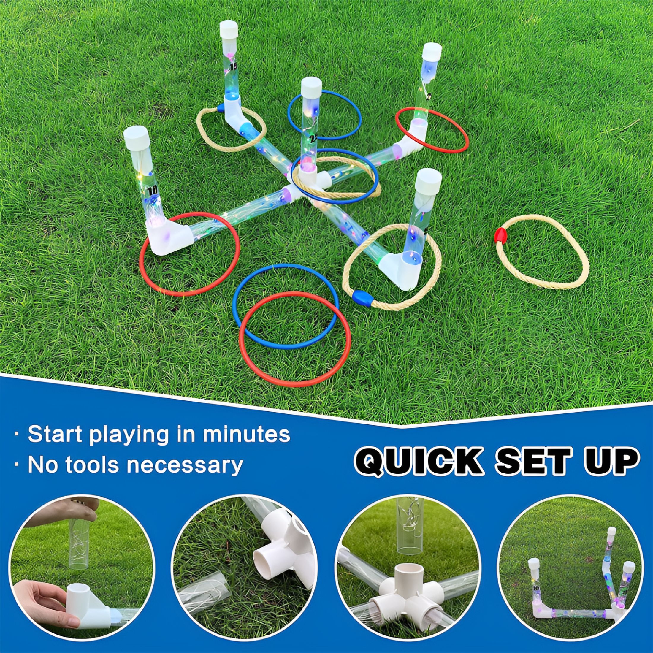 BESTSKY 2026 New Education Games for Kids with Led Lights Outdoor Yard Game for Adults&Family Easy to Set Up W/ Compact Carry
