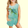 thumbnail image 5 of Odeerbi Kids Two-piece Set Toddler Girls Summer Outfits Tank Tops Flower Print Comfortable Cotton T-shirt Sleeveless Top Shorts Set Green, 5 of 5