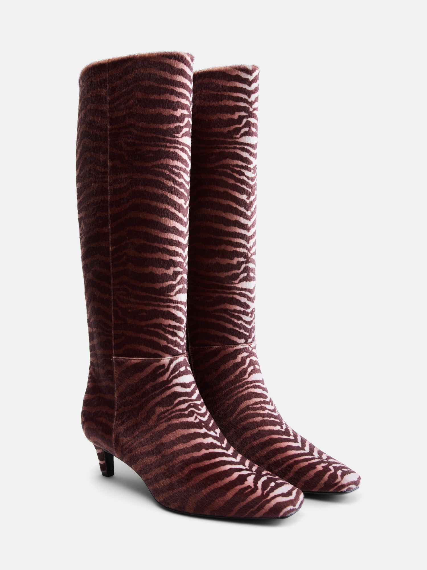 Scoop Women’s Two Tone Kitten Heel Knee High Boots, Wide Width Available