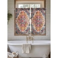 thumbnail image 7 of Tier Curtains 45 Inches Long, Blue Pink Window Treatment Curtain Drapes, Boho Middle Century Geometric Abstract Small Curtain Drapes for Bathroom Laundry Room, 27.5"x45", 2 Panels, 7 of 7
