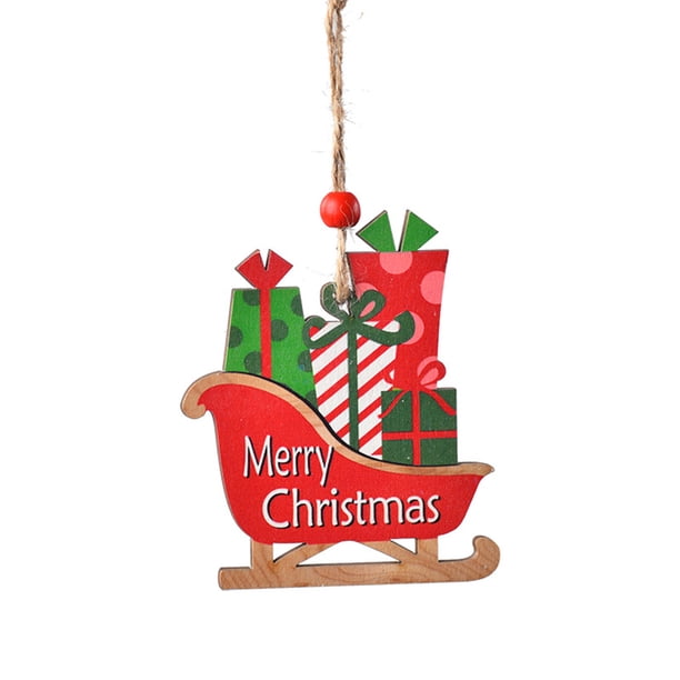 Wosthever Árbol de Navidad de Colgante automotriz Colgante portátil Lindo Puerta temática de Navidad Chimenea Decoración de pared Ornamento con Kits de decoración para fiestas Trineo Wosthever HA069346-04