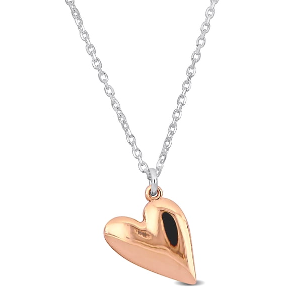 Everly Women's Diamond-Cut Cable Chain in Sterling Silver Pink Heart Necklace