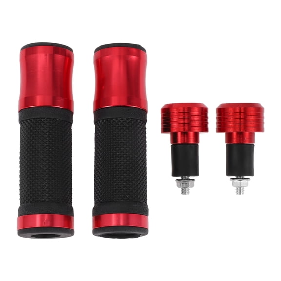 Unique Bargains 7/8" 22mm 15/16" 24mm Motorcycle Hand Grips Cover Kit Aluminum Alloy Handlebar Grips Red 1 Set Diamond Pattern
