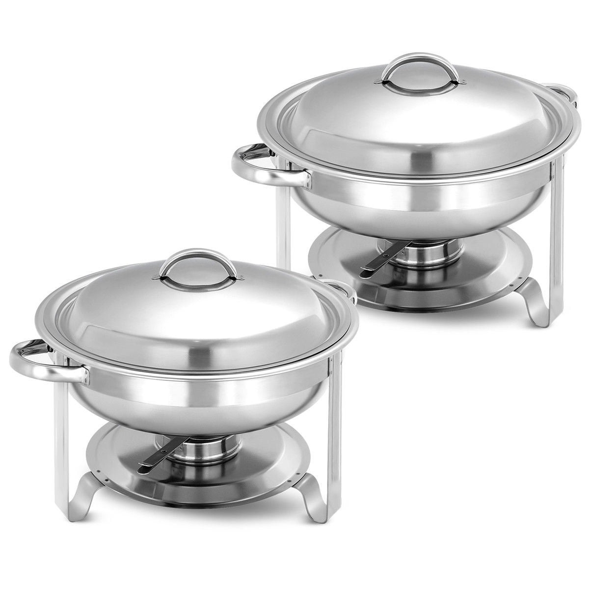 2 Pack Stainless Steel Round Chafing Dish Full Size Tray 5 Quart Buffet Chafing Dish Round Stainless Steel