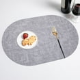 thumbnail image 2 of Btomtd Oval Leather Placemats Cloth Grain Oil Proof Western Food Heat Insulation Mat Home Table Mats, Gray, 2 of 6