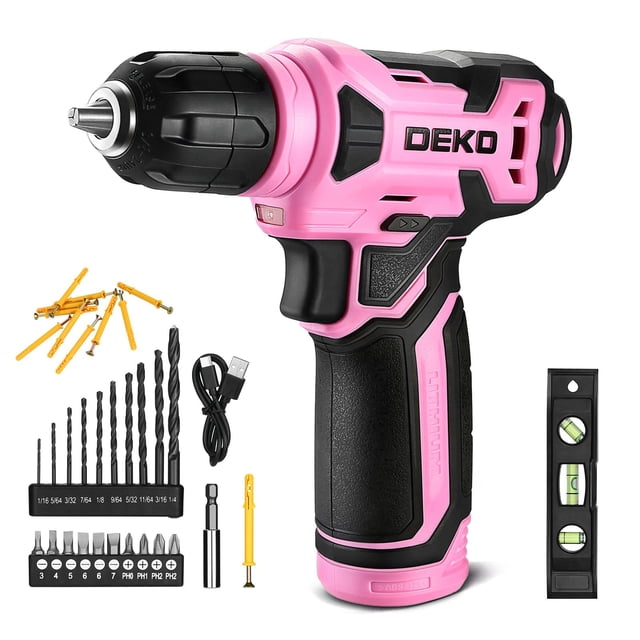 Taladro inalámbrico DEKOPRO 8V con 42 accesorios y luz LED