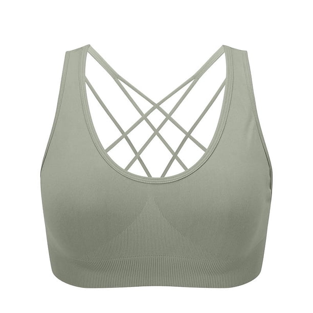 Ropa interior deportiva de talla grande europea y americana, sujetador deportivo de yoga con tirantes finos y espalda cruzada, sujetador push up para correr y fitness a prueba de golpes