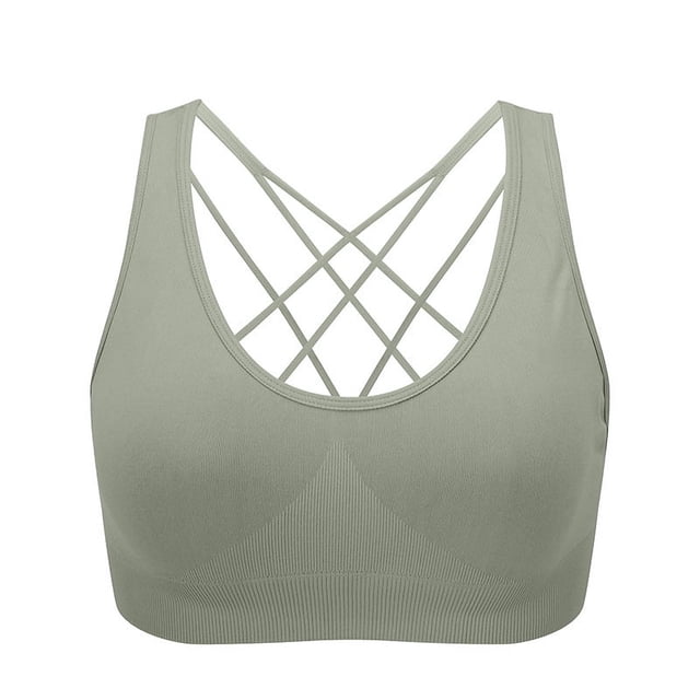 Ropa interior deportiva de talla grande europea y americana, sujetador deportivo de yoga con tirantes finos y espalda cruzada, sujetador push up para correr y fitness a prueba de golpes