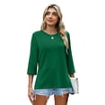 thumbnail image 5 of WIHOLL Womens Tunic Tops 3/4 Length Sleeve Blouses for Spring Summer Business Casual Side Slit Crewneck Outfits, 5 of 11