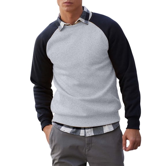 Vedolay Men's Pullover Sweatshirt Slim Pullover Sweatshirt Long Sleeve Pullover Tops Dark Gray,S