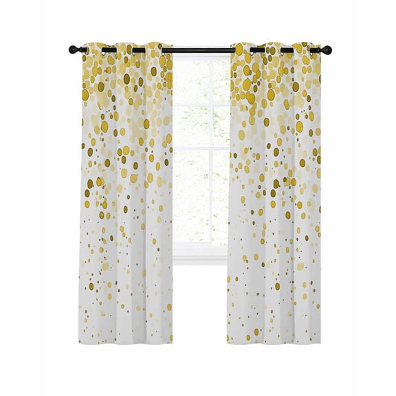 Yellow Polka Dot Blackout Curtains, Light Blocking Print Window Curtains, Ombre Abstract White Monochrome Thermal Insulated Window Drapes for Living Room Kitchen Cafe 2 Panels, 104"W x 72"L