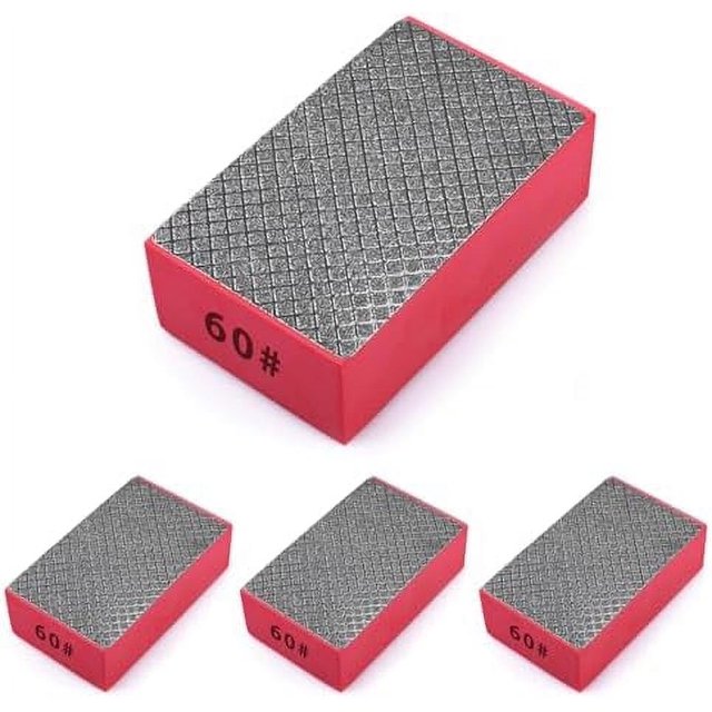 4pcs Diamond Hand Polishing Pads Foam Backing Sanding Blocks, Diamond Polishing Pads for Ceramic Tile Glass Wood Marble Grinding, Diamond Sanding Pads 60# 4PCS-60#