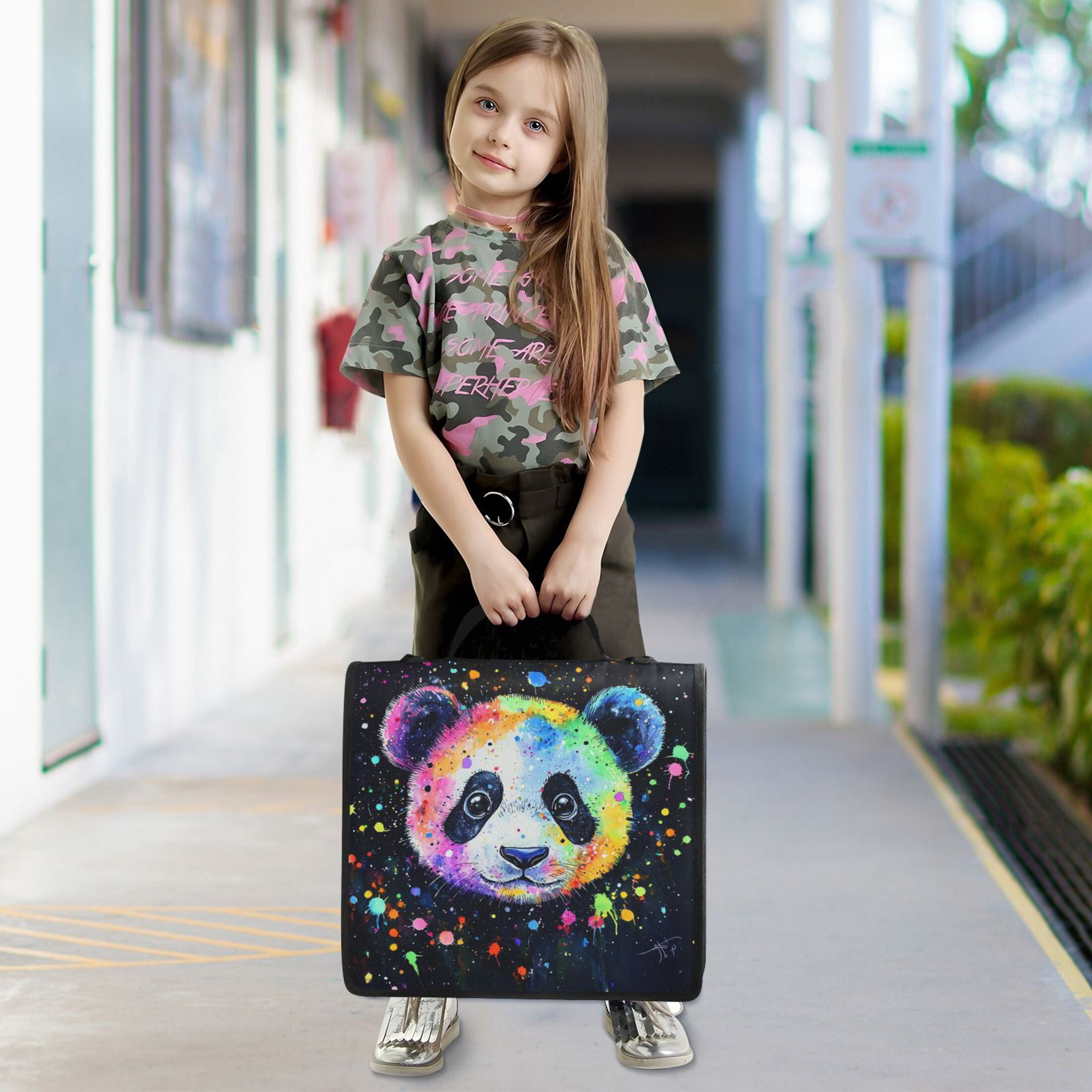 YAZAOO Zipper Binder trapper keeper Documents Organized Design Whimsical Panda Bliss Printed
