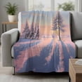 thumbnail image 2 of Pink Winter Landscapes Blanket Soft Cozy Warm Throw Blanket for Couch, Plush Fuzzy Flannel Fleece Blankets for Sofa, Nature Snow Forest Sunset Bed Blankets Lightweight Gifts for Women, 50"x60", 2 of 9