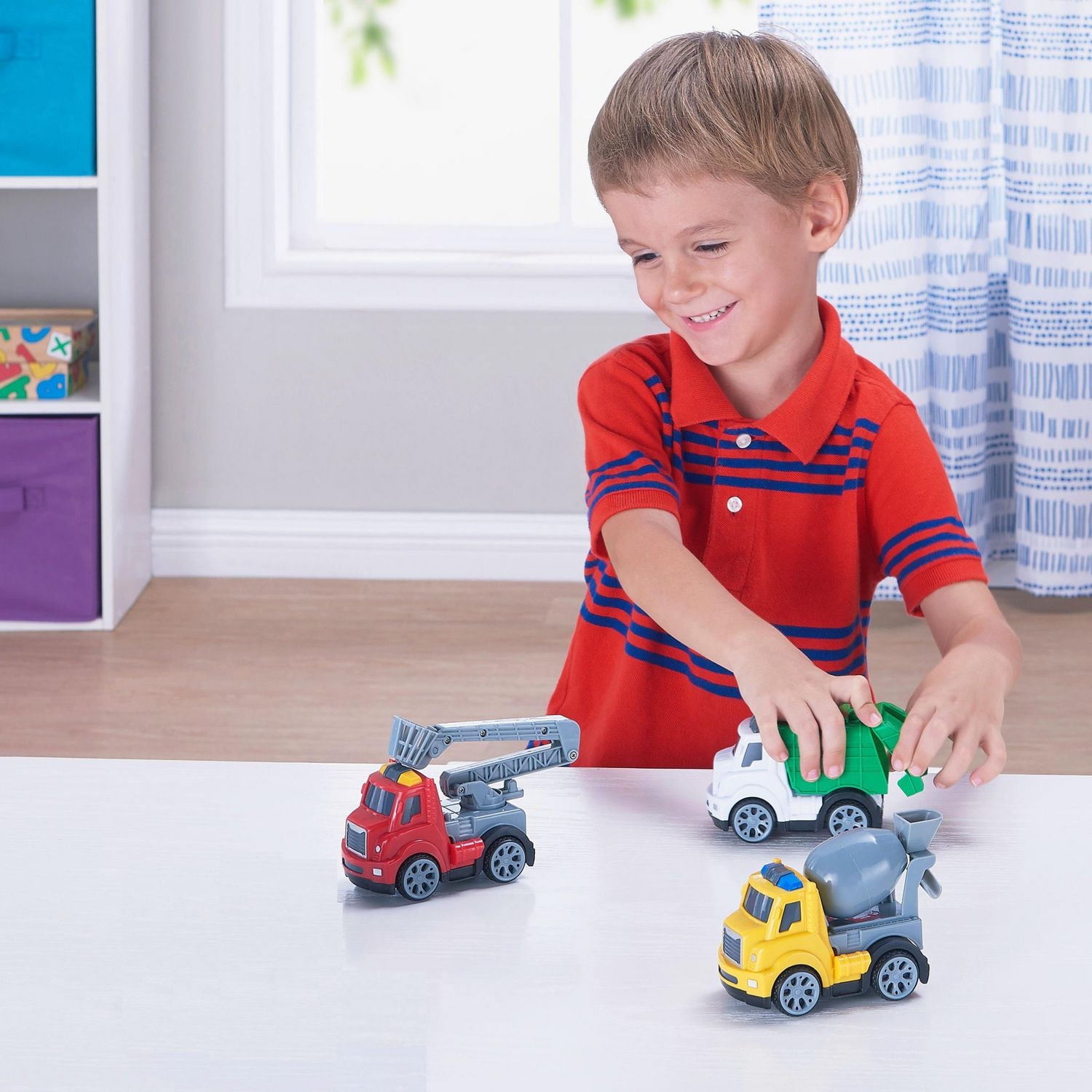 Kid Connection Friction Powered Utility Trucks Playset, 3 Pieces