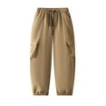 thumbnail image 2 of Summer Savings Evergreen 7-14 Years Children's Fashion Solid Color Loose Drawstring Pocket Ankle Work Pants Long Pants Khaki 7-8 Years, 2 of 7