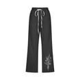 thumbnail image 4 of Capri Pants for Women, Xunlbb Printed Women’s Elastic Waist For Casual With Casual Pockets Full Length Pants(Black,S), 4 of 4