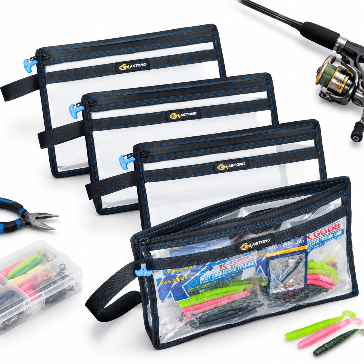 4Pcs Medium 2 Layer Water-resistant Fishing Bait Storage Tackle Bag