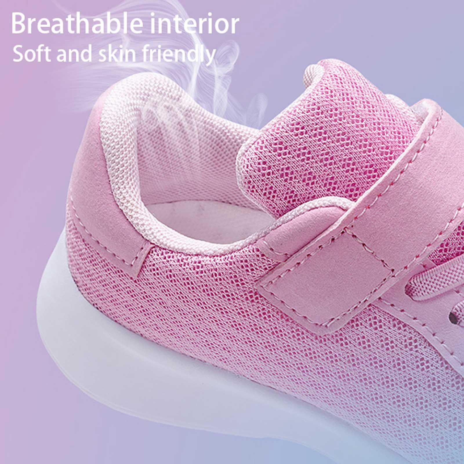 lnmuld Kids Sneakers Girls Sneakers Lightweight Breathable Mesh Running Shoes for Kids Comfortable Fashion Athletic Footwear Solid Color Design Girl Sneakers Size:8-9 Years