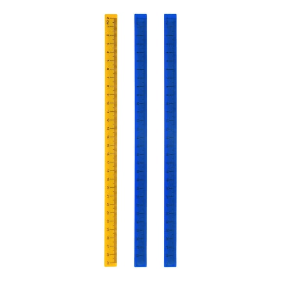 Uxcell 3pcs Whiteboard Magnetic Ruler 29cm Metric Blackboard Straight Rulers Office Measuring Tools, Yellow Deep Blue