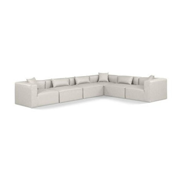 Meridian Furniture Cube Cream Vegan Leather 6-Pc. L-Shaped Modular Sectional
