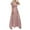Pink, variant on Sngxgn Women's Deep V Neck Short Sleeve Long Dresses Pleated High Waist Slit Maxi Dress(Black,M)