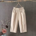 thumbnail image 5 of Women's Linen Pants Women'S Cotton And Linen Cropped Pants For Women In Summer Loose Large Size Linen Elastic Waist Small Feet Harem Pants Versatile Casual Pants Casual Cropped Pants, Women's Casual P, 5 of 6