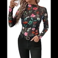 thumbnail image 1 of Blusa de Larga con Encaje de para Mujer, Transparente, con Cuello Alto, Ideal para Fiestas y Clubes Nocturnos Flor M, 1 of 10