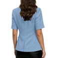 thumbnail image 4 of GERsome Blazers for Women Short Sleeve Lapel Open Front Business Casual Suit Jacket Work Blazer Light Blue M, 4 of 6