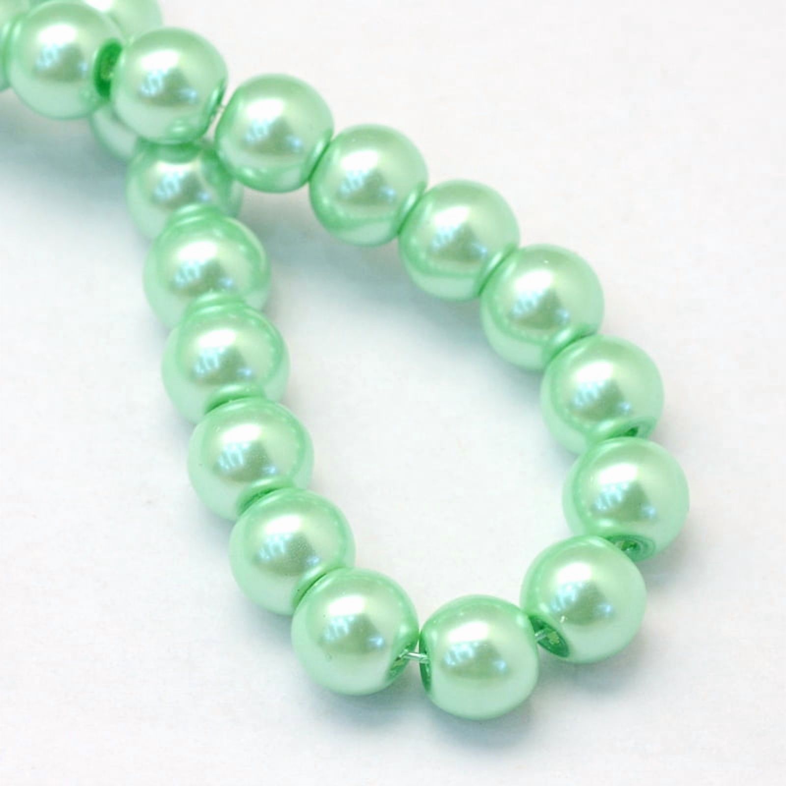 15strands Baking Painted Pearlized Glass Pearl Round Bead Strands Light Green 8~9mm Hole: 1mm about 100~105pcs/strand 31.4 inch