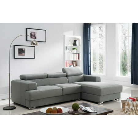 Gabriel Contemporary Fabric Upholstered 2 Pc Right Facing Sectional Sofa Grey