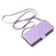 thumbnail image 2 of Quilted Wallet Phone Case with Strap & Stand for Samsung Galaxy S23 Zippered Card Holder Purple, 2 of 6