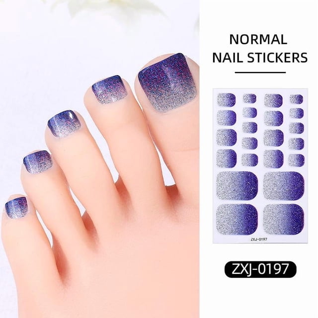 22pcs Solid Color Toe Nail Sticker Wraps, Full Cover Self-Adhesive Toenail Polish Strips for DIY Summer Foot Decals, Long-Lasting & Easy Apply