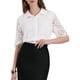 thumbnail image 1 of CAMISA DE ENCANTO PARA MUJERES CON RAYAS DE LANA MESH TRANSPARENTE FLORAL DE NEGOCIOS CASUAL M BLANCA, 1 of 5