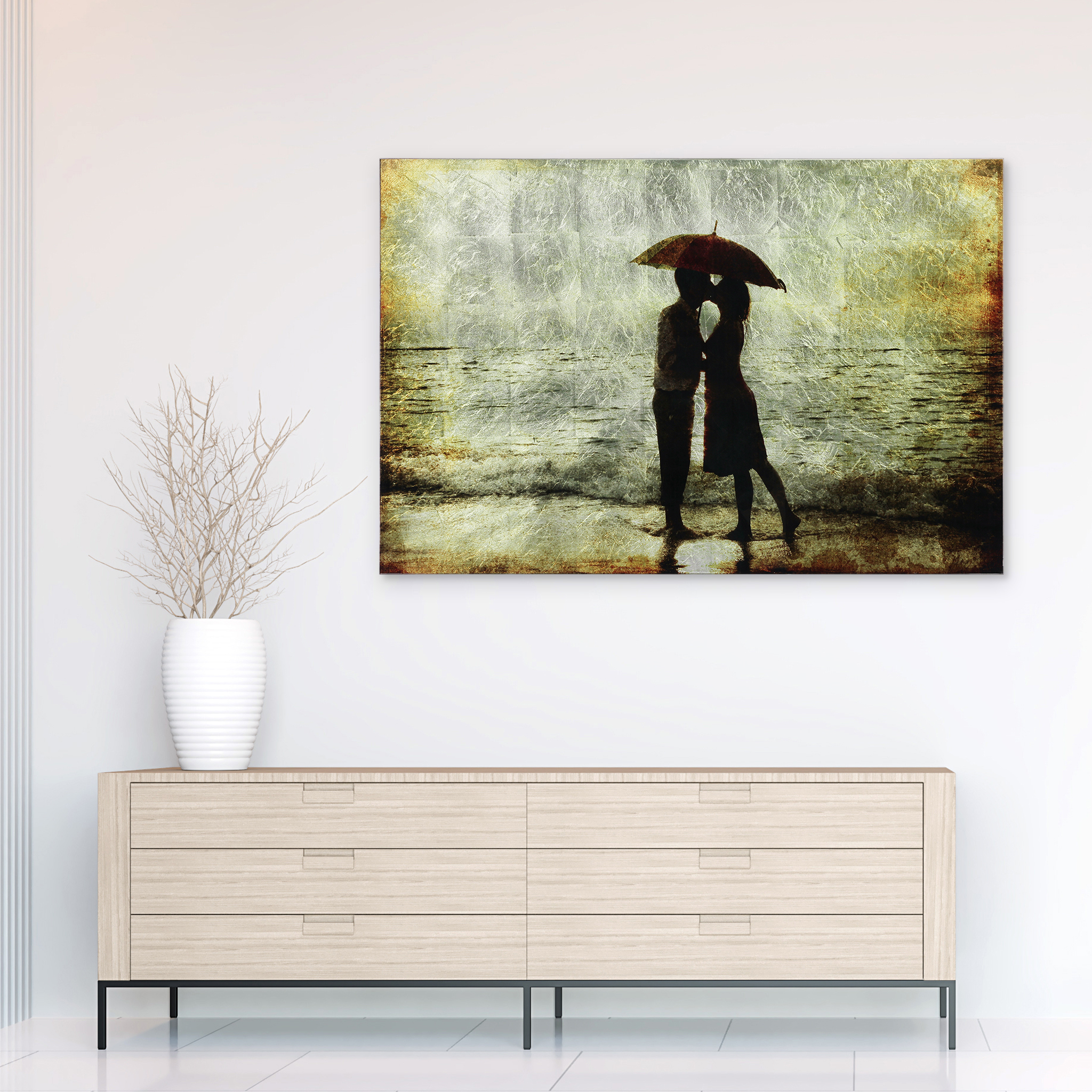 Goodbye Kiss Reverse 32.00" x 0.20" Mixed Media Art, by Empire Art