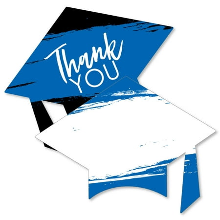 Blue Grad - Best is Yet to Come - Shaped Thank You Cards - Royal Blue Graduation Party Thank You Note Cards with Envelopes - Set of