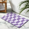 thumbnail image 4 of Water-Absorbent Checkered Bathroom Runner Rug - Non-Slip, Long Bath Mat, Soft & Comfortable Microfiber, 20x32 inches, Machine Washable., 4 of 5