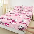 thumbnail image 3 of Manfei Kawaii Ghost Child Queen Sheet Sets, Pink Cartoon Halloween Animal Flat Sheet, Sugar Gothic Style Queen Fitted Sheet, Breathable Home Decor, 4pcs, 3 of 7