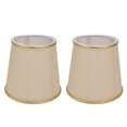 thumbnail image 1 of Lot de 2 petits abat-jours en tissu beige avec bords dorés pour lampe de table E14, lustre, applique murale, 1 of 4