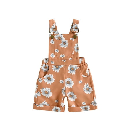 

Toddler Baby Girl Rompers Set Little Girls Summer Sleeveless Suspender Overalls Jumpsuit Daisy Bodysuits 2-7Y