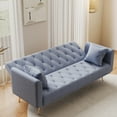 thumbnail image 3 of Tcbosik Velvet Convertible Sofa Bed, Upholstered Loveseat with Adjustable Back, Modern Couch for Living Room, Gray, 3 of 7