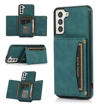 Allytech Case for Samsung S21 5G 6.2" 2021, Galaxy S21 Case with Card Holder Slots, Durable PU Leather Magnetic Snap Shock-Absorbing Wallet Case with Stand for Samsung Galaxy S21 2021, Blue