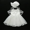 thumbnail image 3 of GYRATEDREAM Newborn Baby Girls Christening Baptism Dress 3Pcs Infant Toddler Lace Embroidery Tulle Dresses for Party Birthday Wedding for 0-24 Months White, 3 of 8