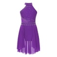 thumbnail image 3 of iEFiEL Girls Sparkly Rhinestone Ballet Lyrical Dress Irregular Hem Gymnastics Figure Skating Costume Latin Jazz Dancewear Purple 12, 3 of 7