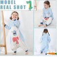 thumbnail image 2 of saco de dormir de pierna cálida para niña y niño, pijama con patas de franela de manga larga para niños, saco de dormir grueso de dibujos animados de animales unisex de 5 a 6 años (oso polar azul), 2 of 5