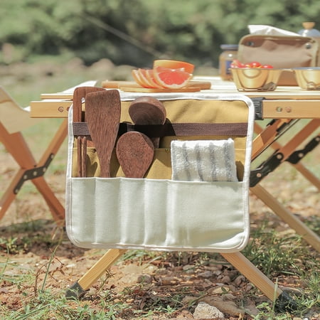 

Canvas Picnic Utensil Bag Portable Tough Metal Buckle Camping Tableware Storage Bag for Picnic